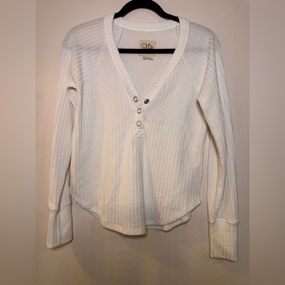 Chaser White Textured Long Sleeve Top